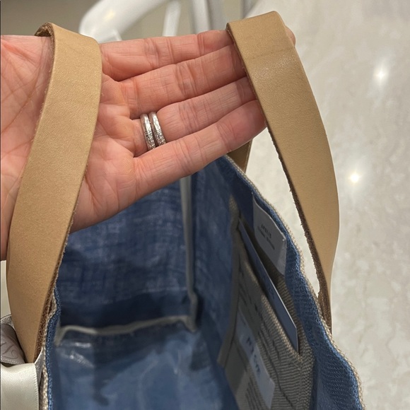 The Lowell New York Blue Canvas Tote with Tan Accents - Picture 7 of 8